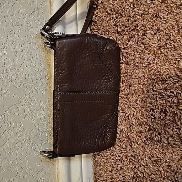 Coach Brown Pebbled Wristlet - Picture 2 of 7